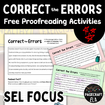 Preview of FREE SEL Proofreading Passages to Correct Spelling, Punctuation & Grammar Errors