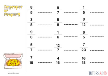 Preview of FREE Proper and Improper Fractions Worksheet