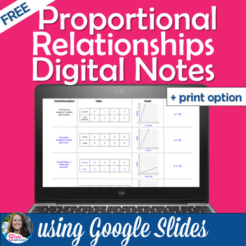 Preview of FREE Proportional Relationships Digital Notes Graphic Organizer