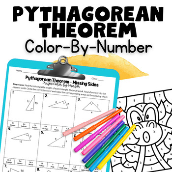 Preview of FREE Pythagorean Theorem Color-By-Number Activity | Print and Go