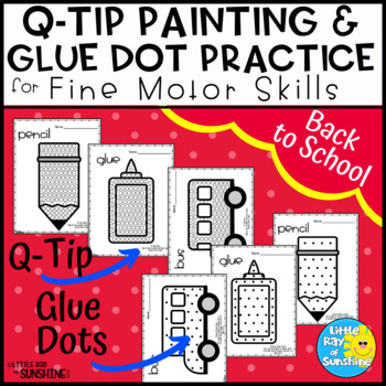 Preview of FREE Q-Tip Painting and Glue Dot Fine Motor Practice for Back to School