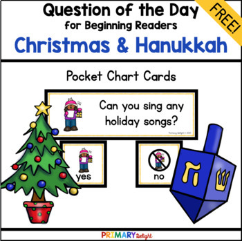 Free Question Of The Day Christmas Hanukkah Pocket Chart Cards