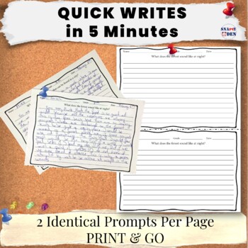 FREE Quick Write - One Week of Writing Prompts by SNAPPY DEN | TPT