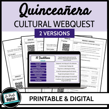 Preview of Spanish Culture Activities, Sub Plan - Quinceañera Webquest Spanish 1 2 3 AP