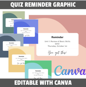 Preview of FREE Quiz Reminder Notification Graphic - Editable on Canva