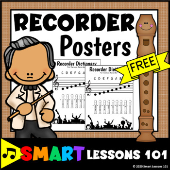 Preview of FREE RECORDER Fingering Poster Music Poster with Recorder Notes and Fingerings
