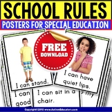 FREE RESOURCE SCHOOL RULES POSTERS for Autism and Special 