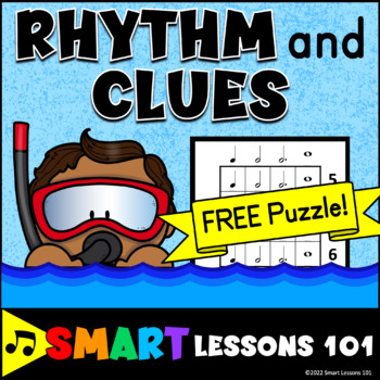 Preview of FREE RHYTHM & CLUES Music Math Rhythm Worksheet: Music Addition Puzzle