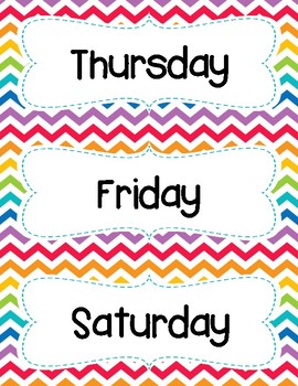 Chevron Days Of The Week Cards - FREEBIE! by Lindsey's Classroom Creations