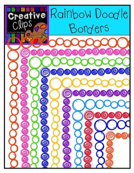 Preview of {FREE} Rainbow Doodle Borders {Creative Clips Digital Clipart}