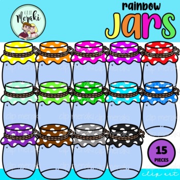 Preview of FREE Rainbow Jars Clip Art. Tarros de Arcoiris.