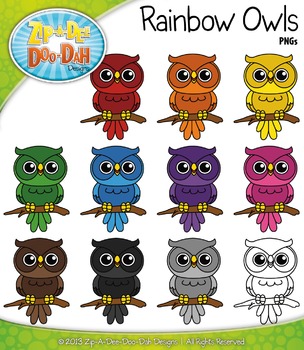 Preview of FREE Rainbow Owls Clipart {Zip-A-Dee-Doo-Dah Designs}