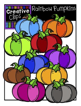 Preview of {FREE} Rainbow Pumpkins {Creative Clips Digital Clipart}