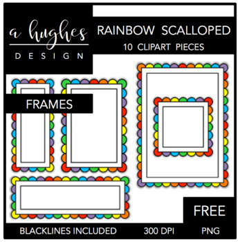 Preview of FREE Rainbow Scalloped Frames Clipart