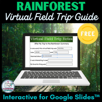 Preview of FREE Rainforest Virtual Field Trip Guide for Google Slides™ - Reflection Pages