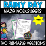 FREE Rainy Day Maze Worksheets