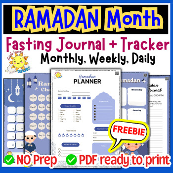 Preview of FREE Ramadan Fasting Tracker and Journal - monthly, weekly, daily| Eid Al Fitr