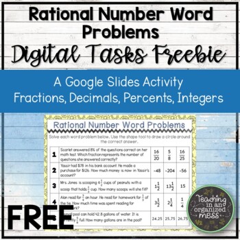 Preview of FREE Rational Number Word Problems Google Slides | Distance Learning