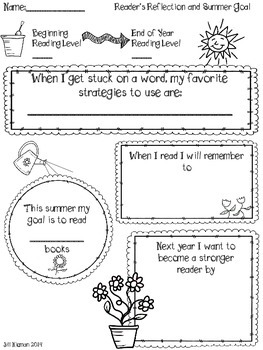 FREE Reader's Reflection and Summer Goal Worksheet by The Niemans' Nook