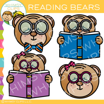 Preview of FREE School Reading Bear Clip Art