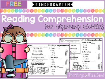 Preview of FREE Kindergarten Reading Comprehension for Beginning Readers (Multiple Choice)