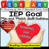FREE Reading Comprehension IEP GOAL SKILL BUILDER for Auti