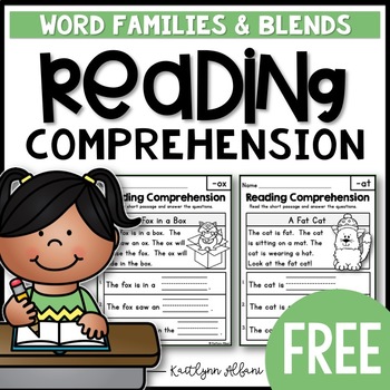 Preview of FREE Reading Comprehension Passages - Word Families & Blends