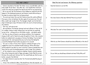 free reading comprehension passages and questions 4th grade free sample