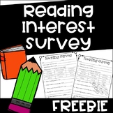 FREE Reading Interest Survey for Back to School