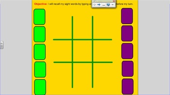 Preview of FREE Reading-Literacy Tic Tac Toe Hands on Game for SMART Board