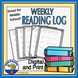 FREE Reading Log for Tracking Weekly Independent Reading with Easel Activity