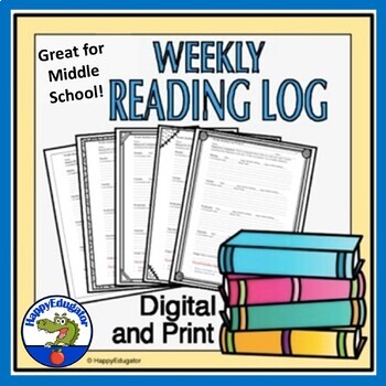 Preview of Weekly Reading Log for Tracking Independent Reading with Easel Activity