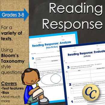 Preview of FREE Reading Response Templates for Any Text with Bloom's Taxonomy Questions