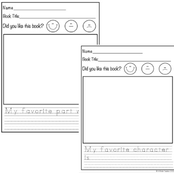 FREE Reading Response Worksheets by 4 Kinder Teachers | TPT