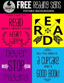 Preview of FREE Reading Signs for Your Classroom Decor Editable Background (Portrait) PPT