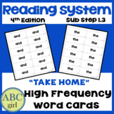FREE Reading System Step 1.3 High Frequency Take Home Word Cards