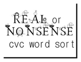 FREE Real & Nonsense cvc Word Sort (B&W)