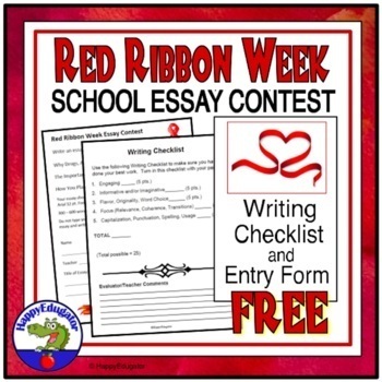 Preview of FREE Red Ribbon Week Activity - Essay Contest Entry Form and Writing Checklist