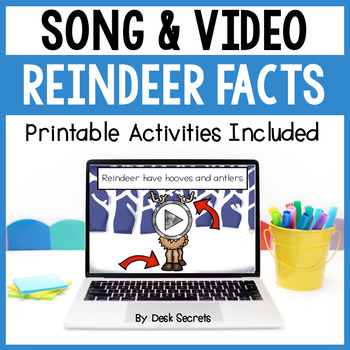 Preview of FREE Reindeer Facts Poem Song & Video With Writing Activities & More