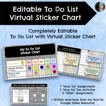 Preview of FREE Remote Learning - Virtual To Do List - Sticker Chart - Google Slides