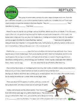 FREE Reptiles Guided Notes | Pairs with YT Video | Print & Digital Version