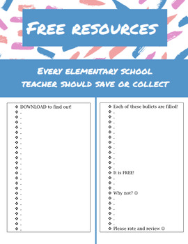 Preview of FREE Resources EVERY Elementary Teacher Should Save Or Collect! FREEBIE