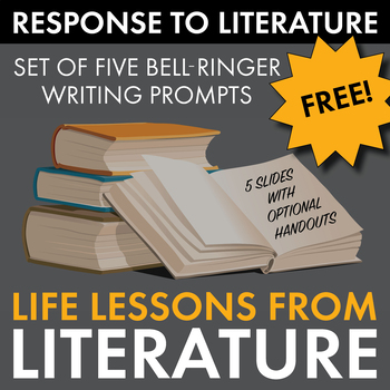 Preview of FREE Response to Literature Bell-Ringer Writing Tasks, Quickwrite Warm-Ups, CCSS