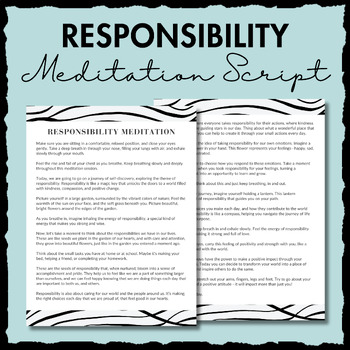 Preview of FREE Responsibility Meditation Script | SEL & Wellness Activity