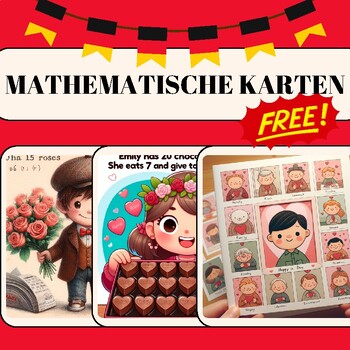 Preview of FREE Ressources Thanksgiving: Mathematikkarten mit Bildern German Math