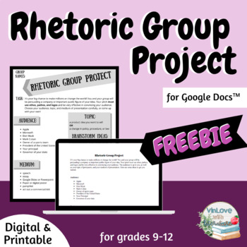 Preview of FREE Rhetoric Group Project - for Google Docs™