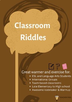Preview of FREE Riddles List for High school & International Groups - Ice breaker | Warmer