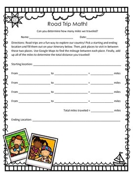 Preview of FREE Road Trip Math! Three and Four Digit Addition Practice!