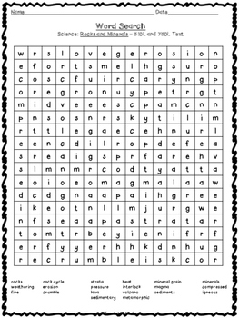 FREE Rocks and Minerals Word Search by Teach to the Core | TPT