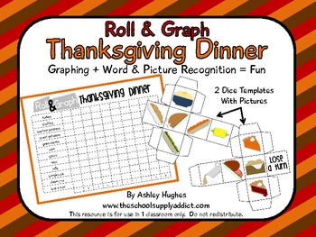 Preview of FREE Roll & Graph Game: Thanksgiving Dinner